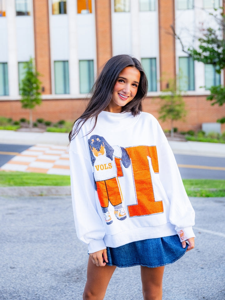 Tennessee Mascot Leaning on Letter Sweatshirt