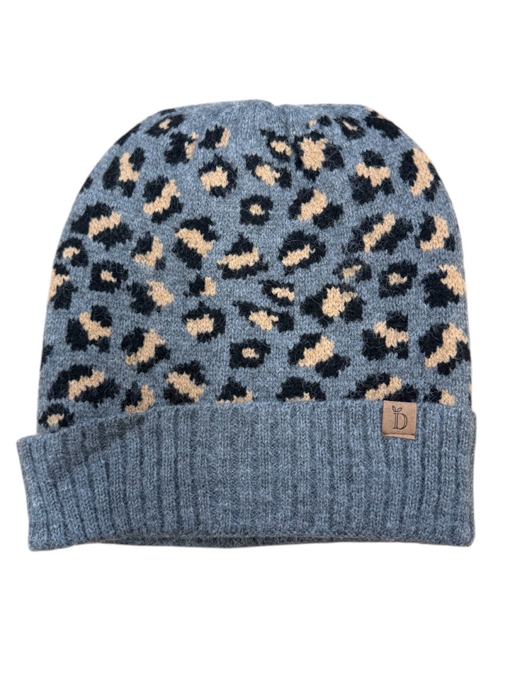 Leopard Ribbed Beanie with Cuff