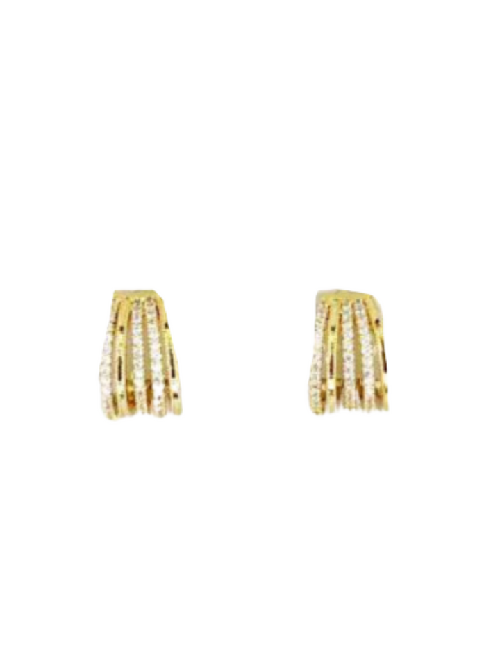 Metal CZ Pave Mix Stud Earring