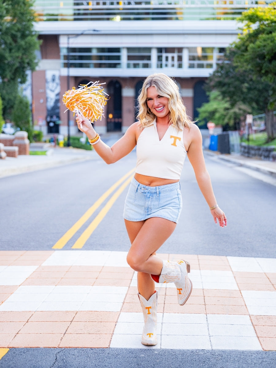 Tennessee Logo Patch Polo Crop Top