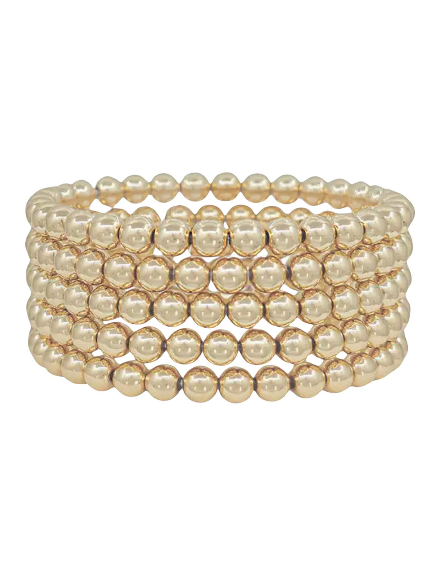 Water Resistant Gold 6mm Beaded Set of 5 Stretch Bracelets