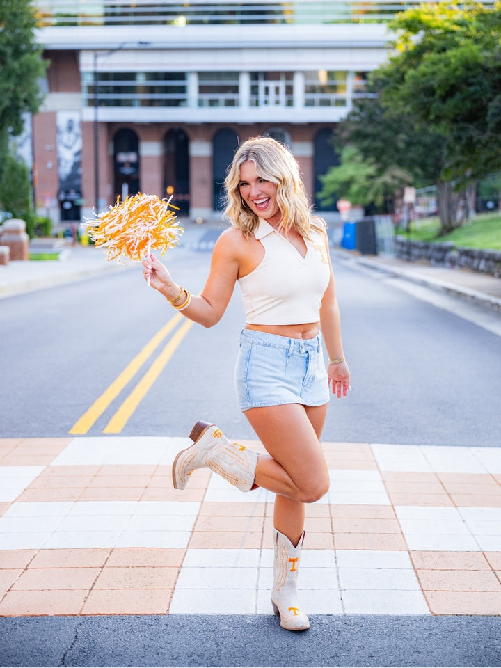 Tennessee Logo Patch Polo Crop Top