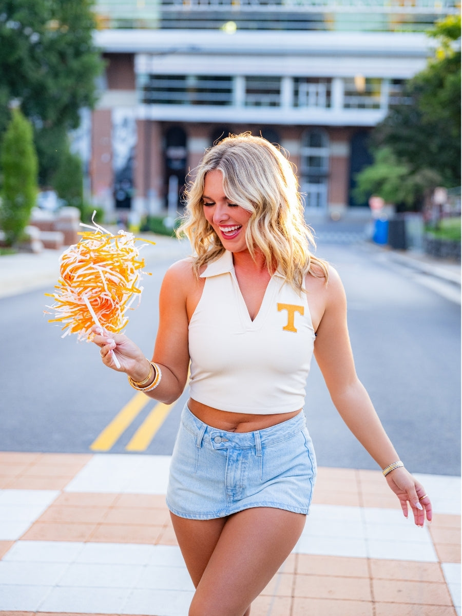 Tennessee Logo Patch Polo Crop Top