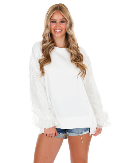 Extra Point Sequin Sleeve Top
