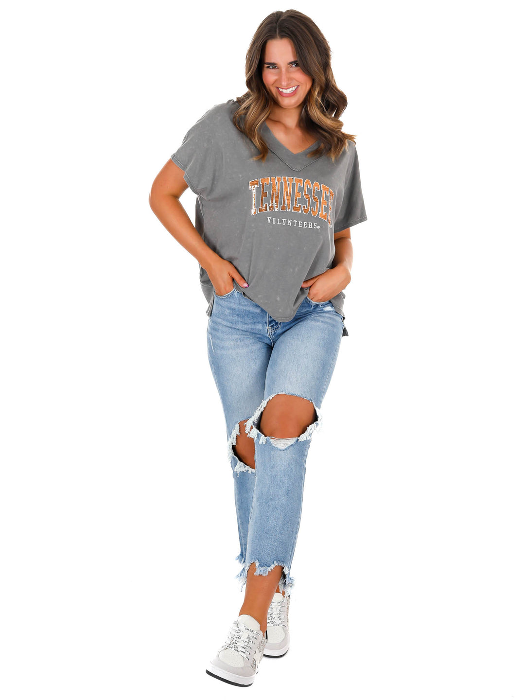 Tennessee Volunteers Faded Wash V-Neck Top