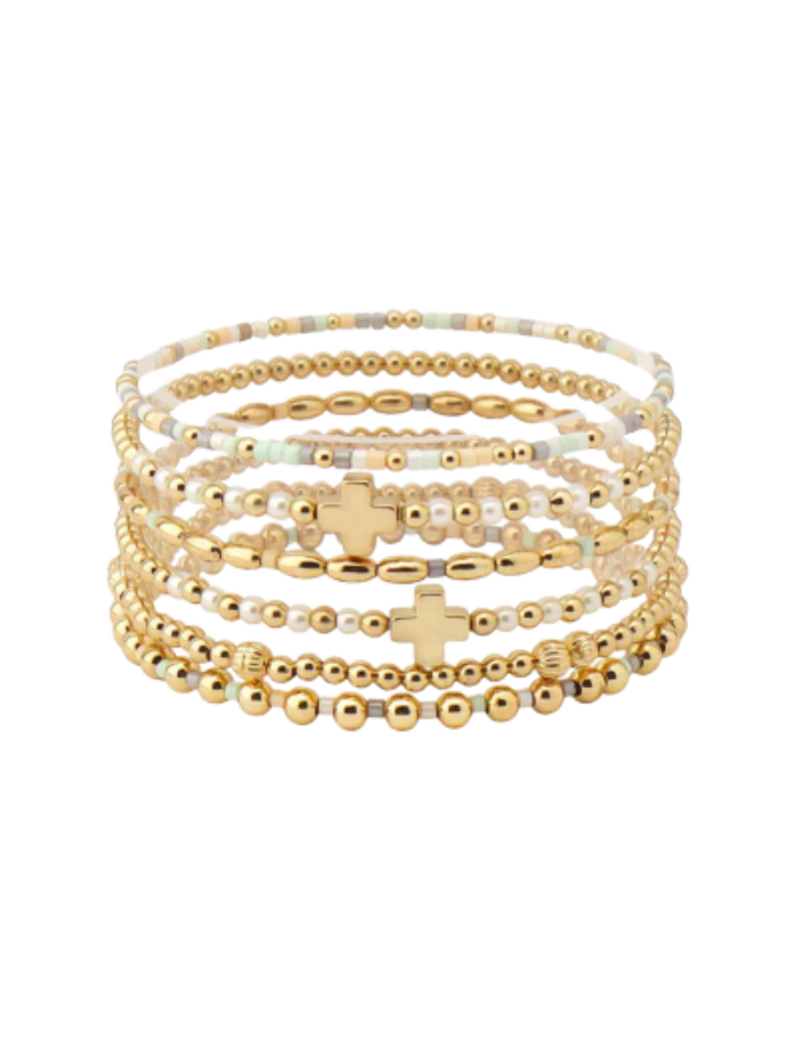 Heavenly Layers Beaded Stack Bracelet