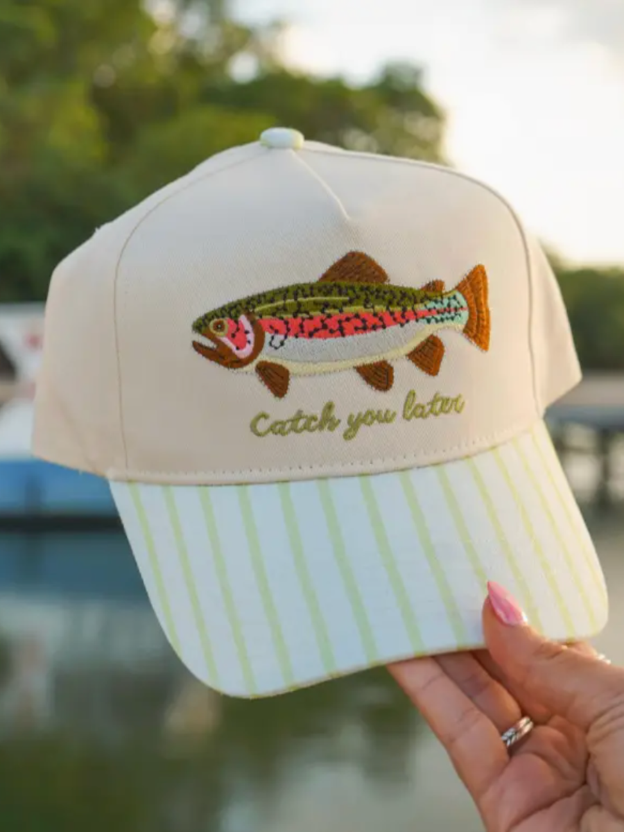 Catch You Later Green Stripe Trucker Hat