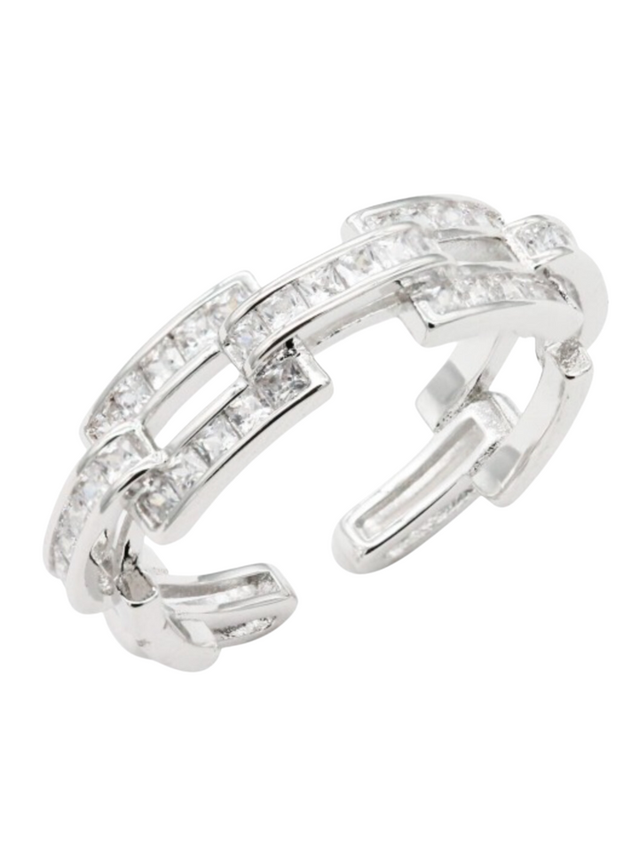 Rhinestone Chainlink Adjustable Rings