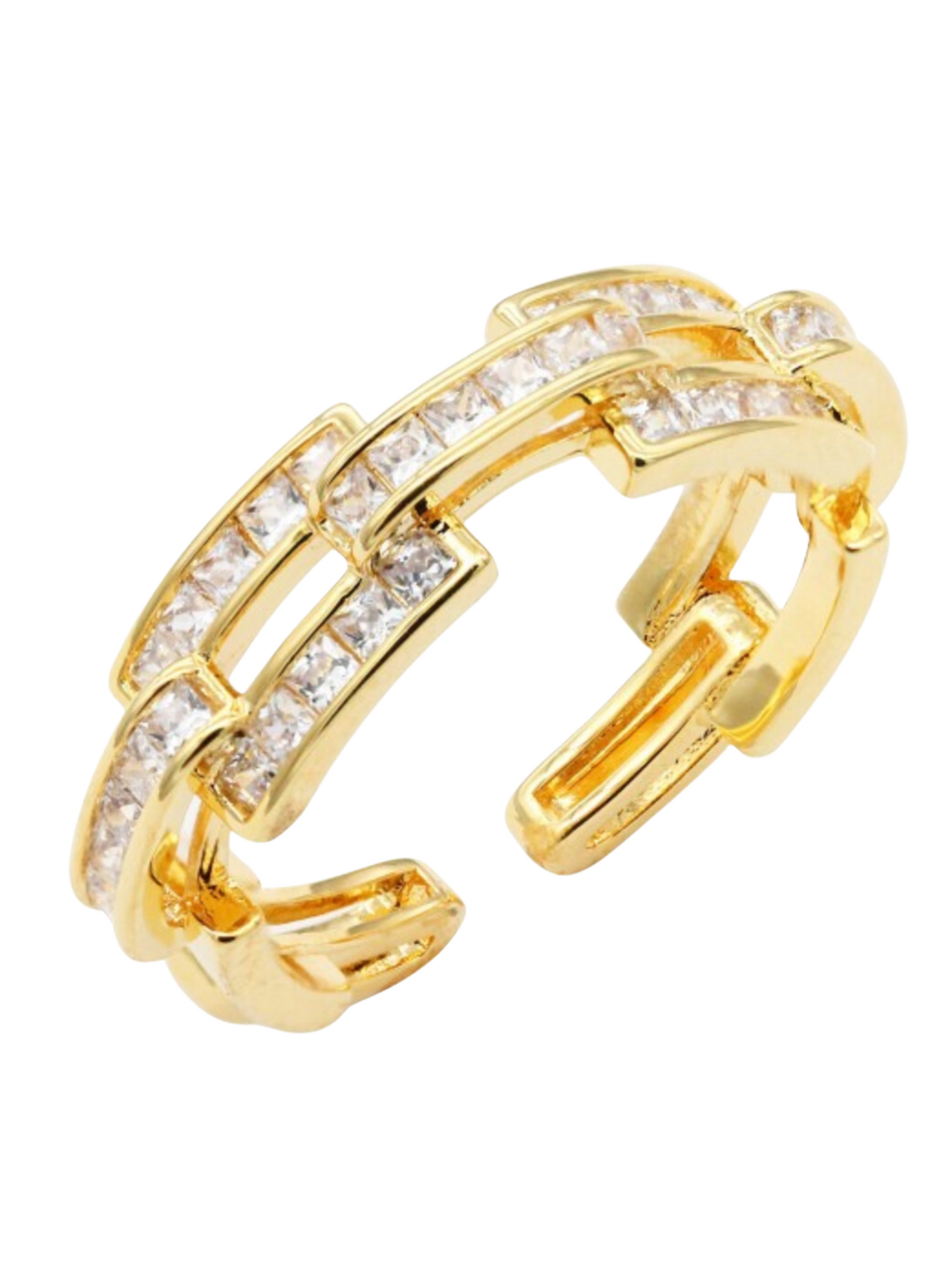 Rhinestone Chainlink Adjustable Rings