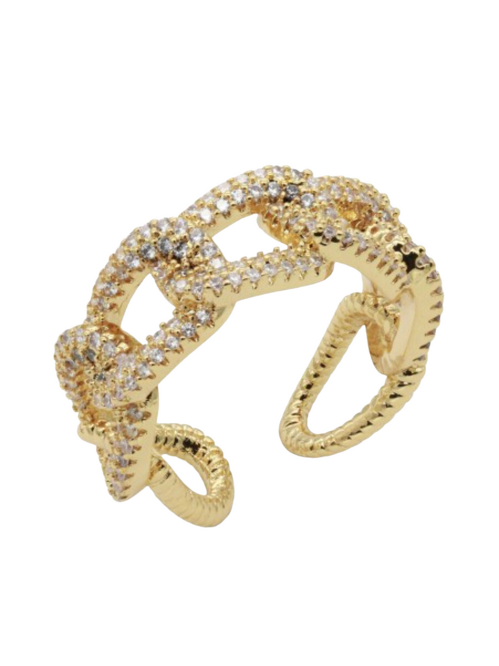 Textured CZ Chainlink Adjustable Ring