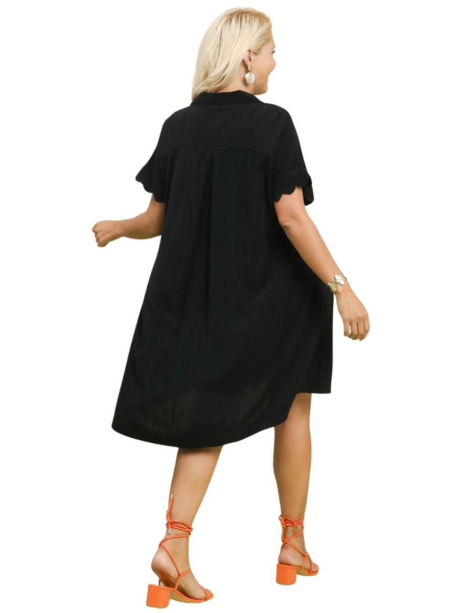 Curvy Good Things Happen Linen Scallop Dress