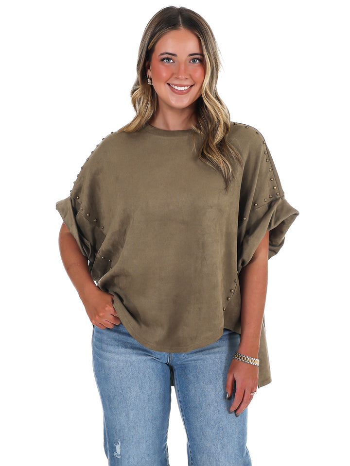 Let's Be Honest Studded Oversized Top