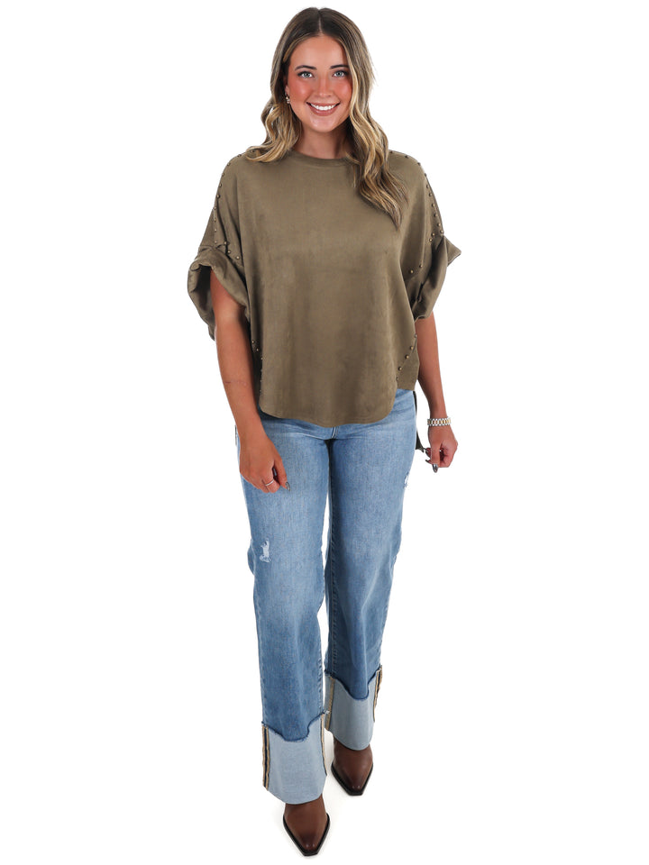 Let's Be Honest Studded Oversized Top