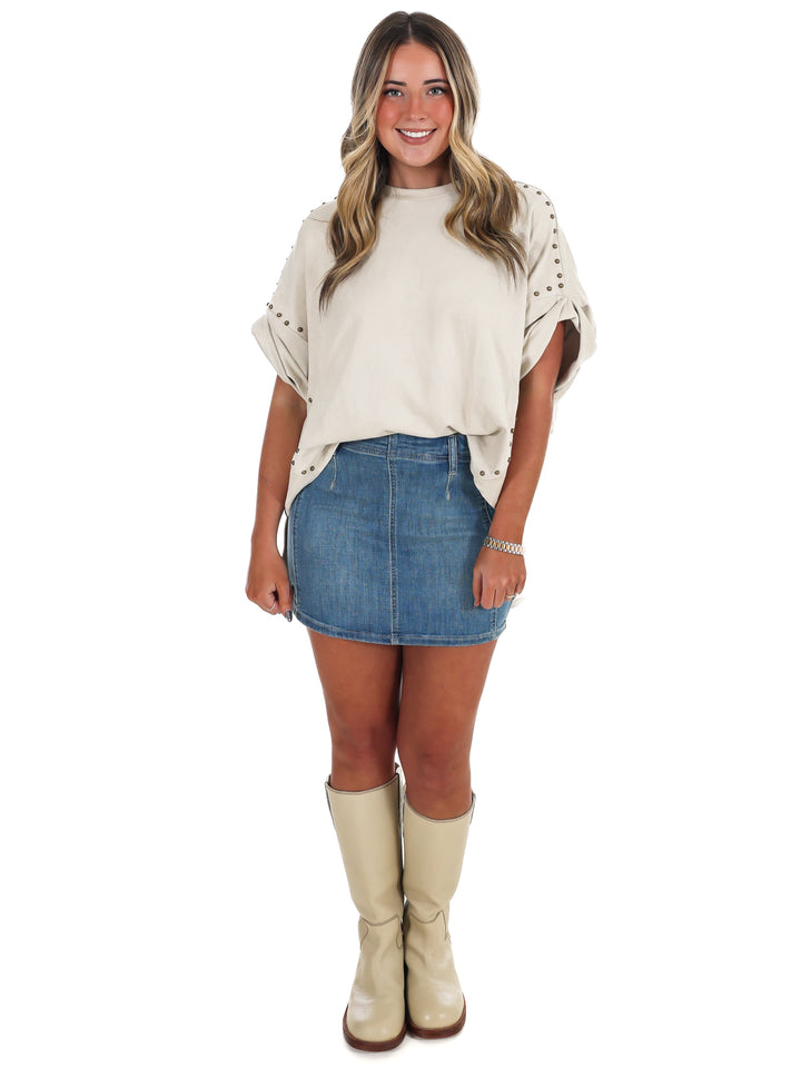 Let's Be Honest Studded Oversized Top