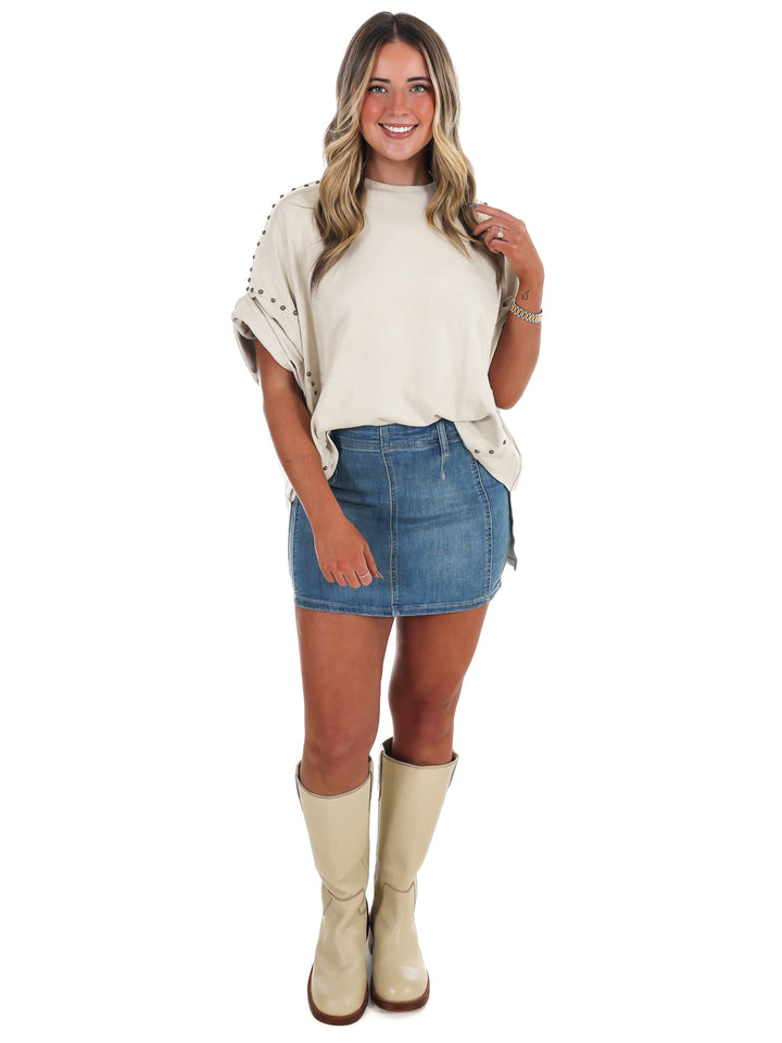 Let's Be Honest Studded Oversized Top