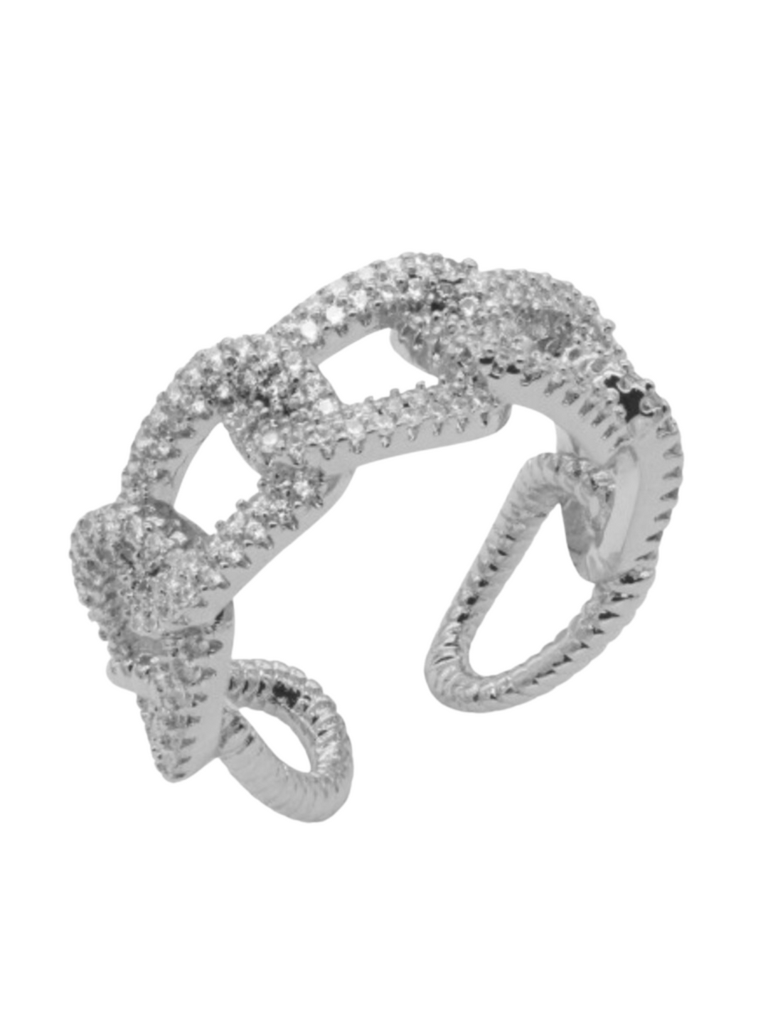 Textured CZ Chainlink Adjustable Ring