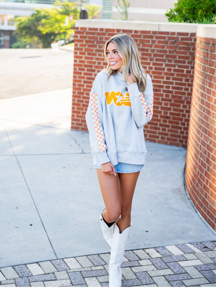 Tennessee Mock Neck Sequin Stripe Sweatshirt
