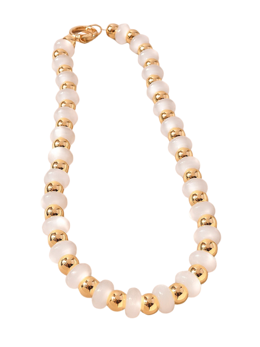 Transparent Resin Metal Bead Necklace