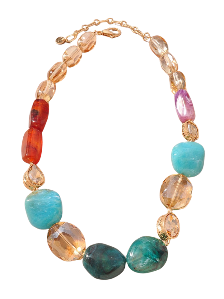 Mixed Stone & Crystal Beaded Statement Necklace