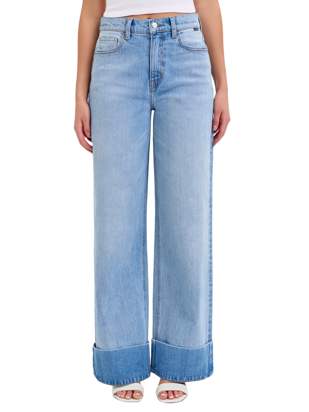 Vista High Rise Wide Leg Cuffed Jeans