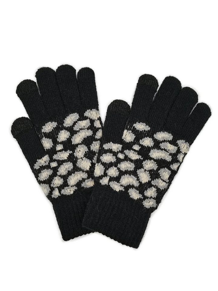 Leopard Knit Touch Gloves