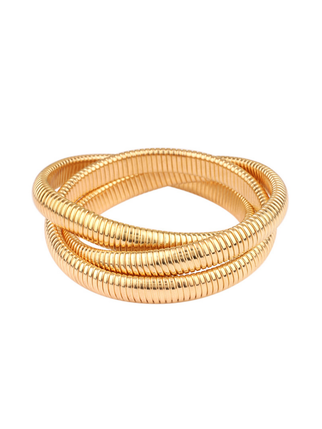 Metal Herringbone Layered Bangle Bracelet