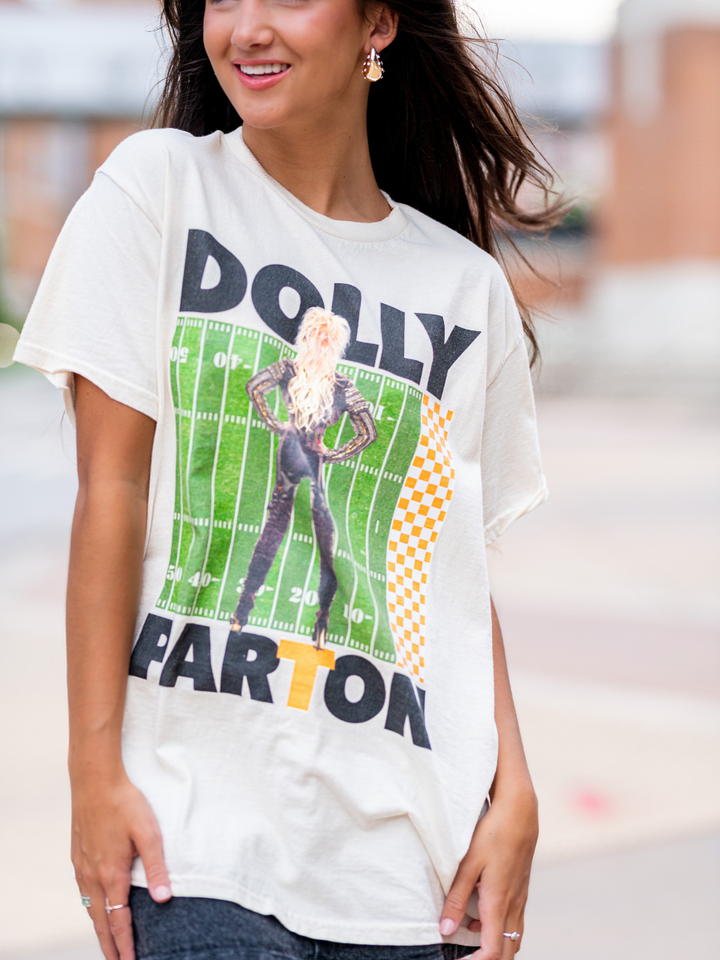Dolly Parton Rockstar Vols Check Field Thrifted Tee