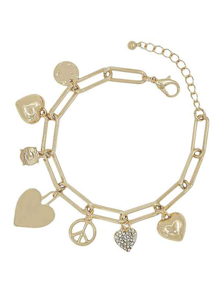 Heart & Crystal Charm Bracelet