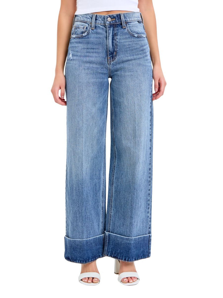 Vista High Rise Wide Leg Cuffed Jeans
