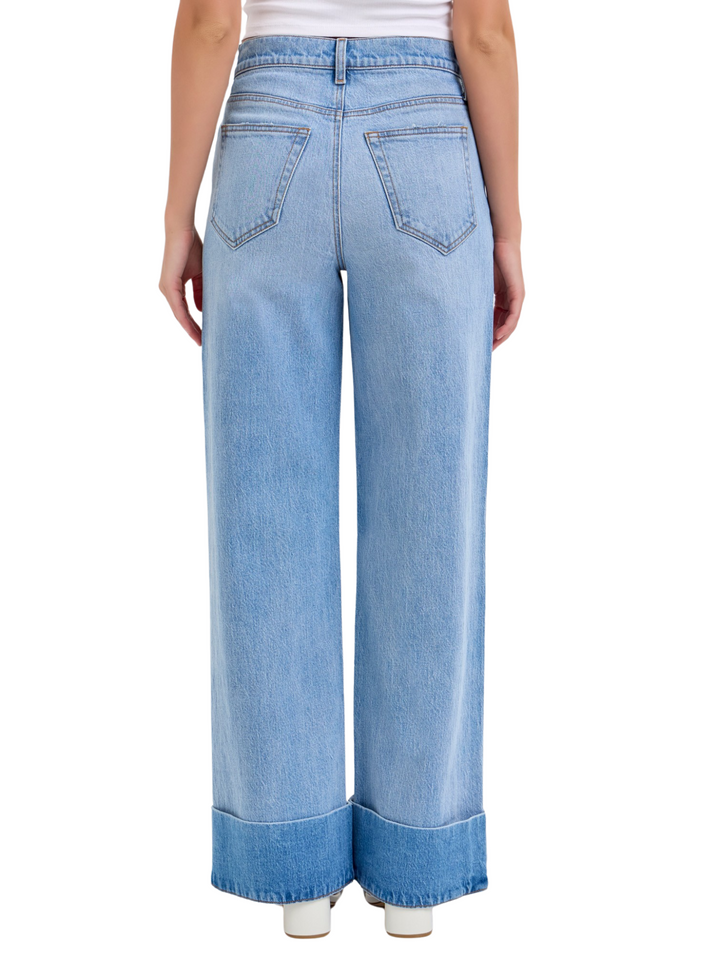 Vista High Rise Wide Leg Cuffed Jeans