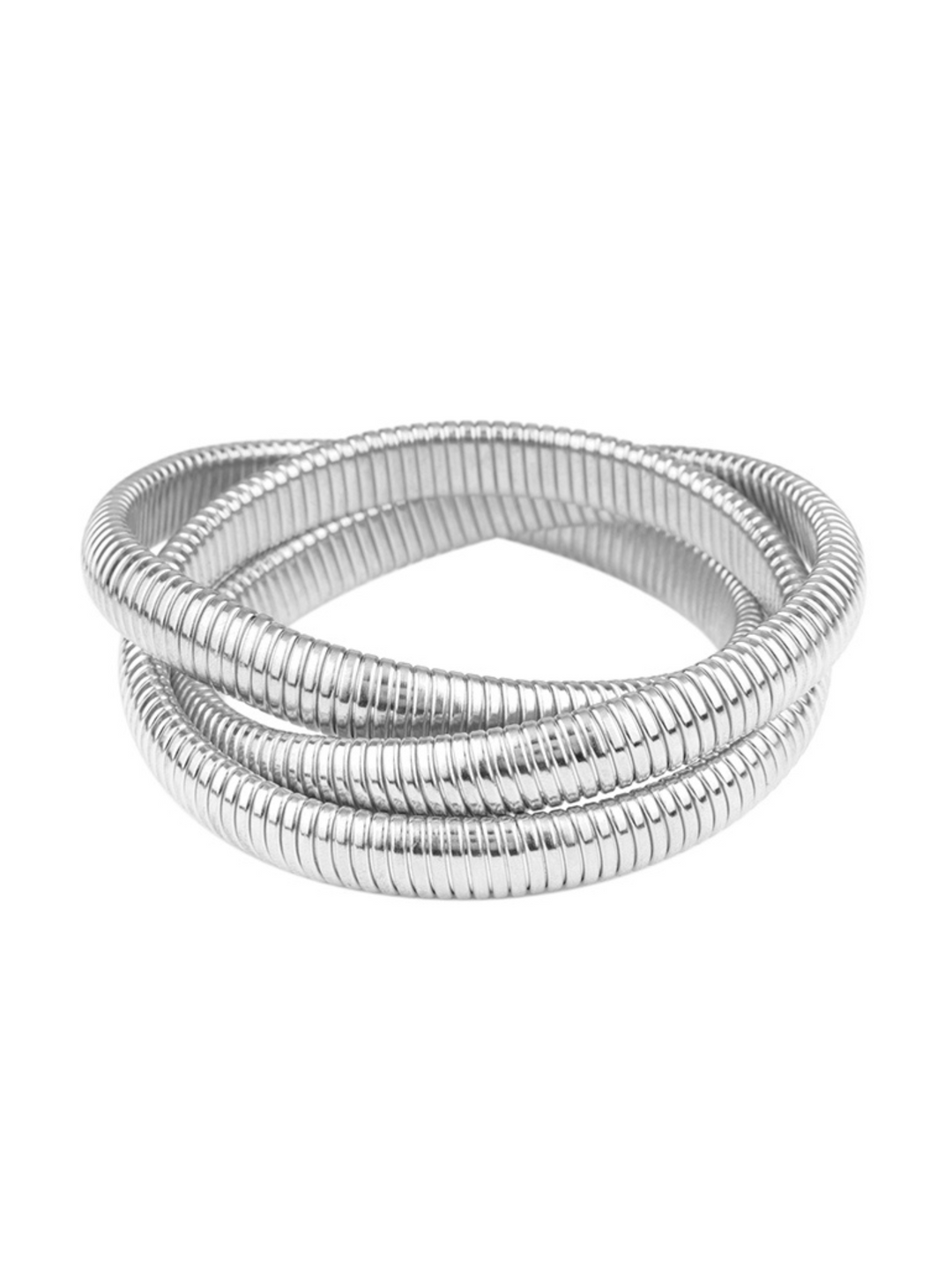 Metal Herringbone Layered Bangle Bracelet