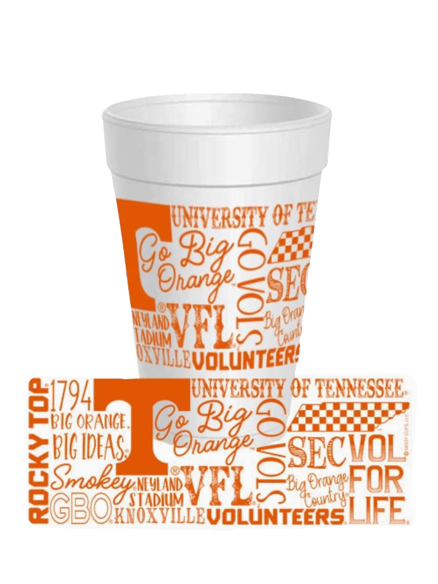 Tennessee - Vols Font Wrap 10 Pack Styrofoam Cups