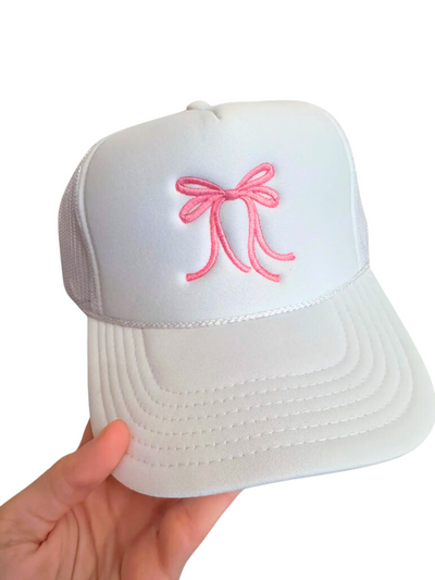 Pink Bow Embroidery Trucker Hat