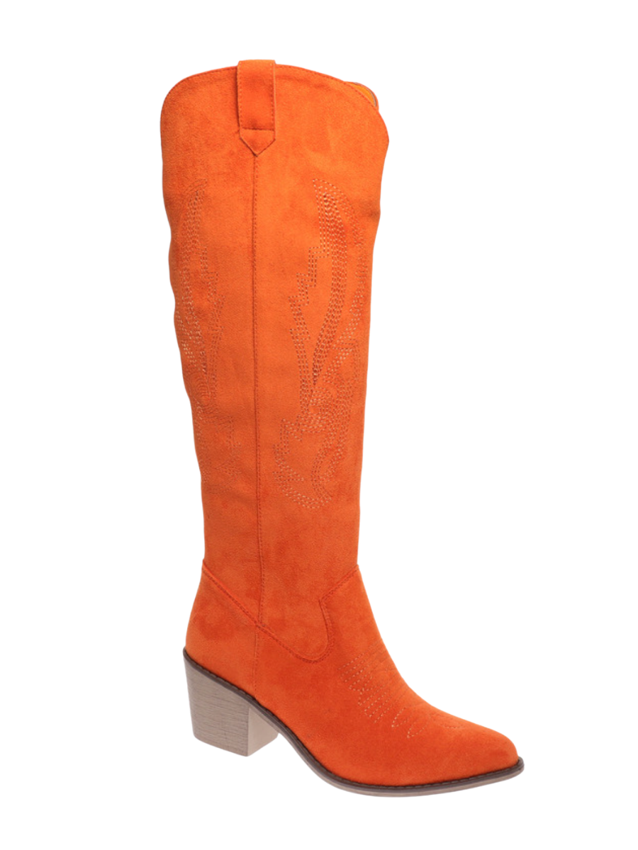 Orange Suede Cowboy Boot