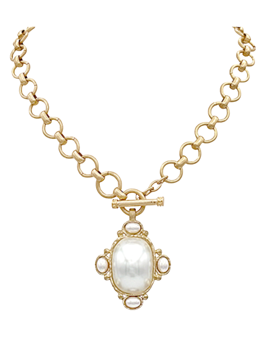 Oval Pearl Necklace Set