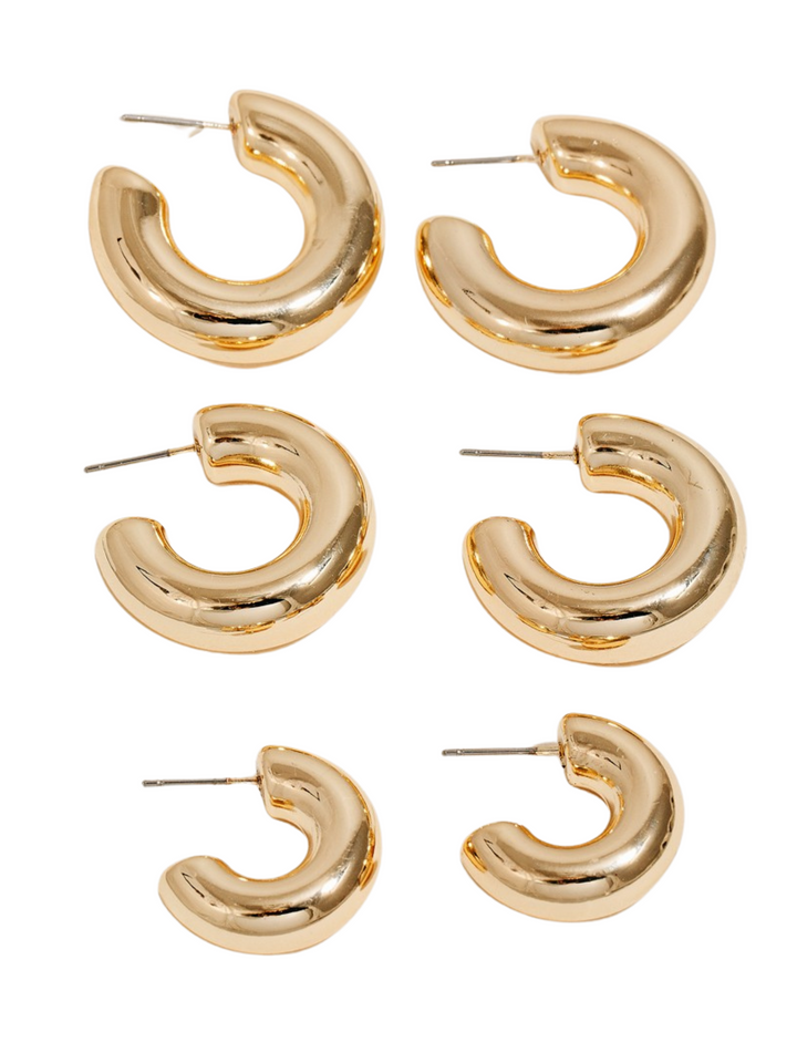 Thick Circle Hoop Earring Set