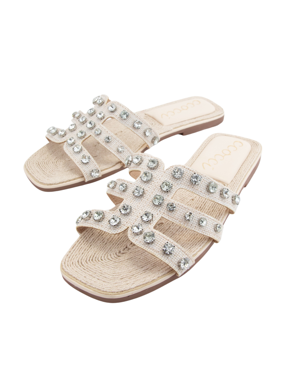 Raffia Rhinestone Sandal