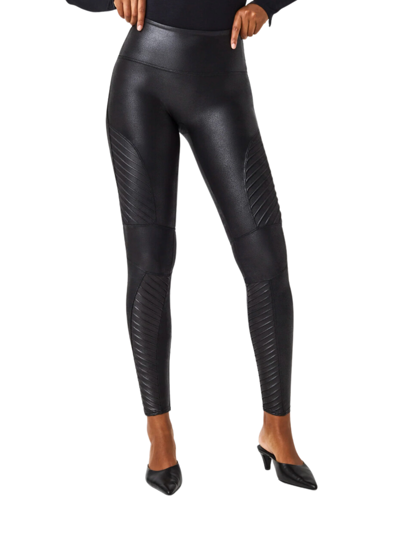 Spanx Faux Leather Very Black Moto Leggings – Josie's Boutique