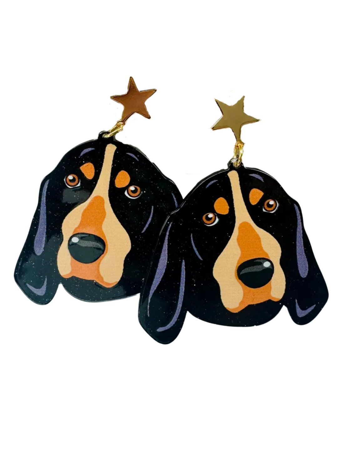 Tiered Hound Dog Dangle Earrings