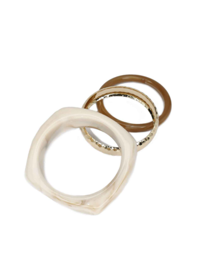 Marble Metal 3 Piece Bangle Bracelet Set