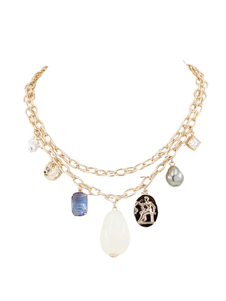 Chainlink Natural Stone Pendant Necklace