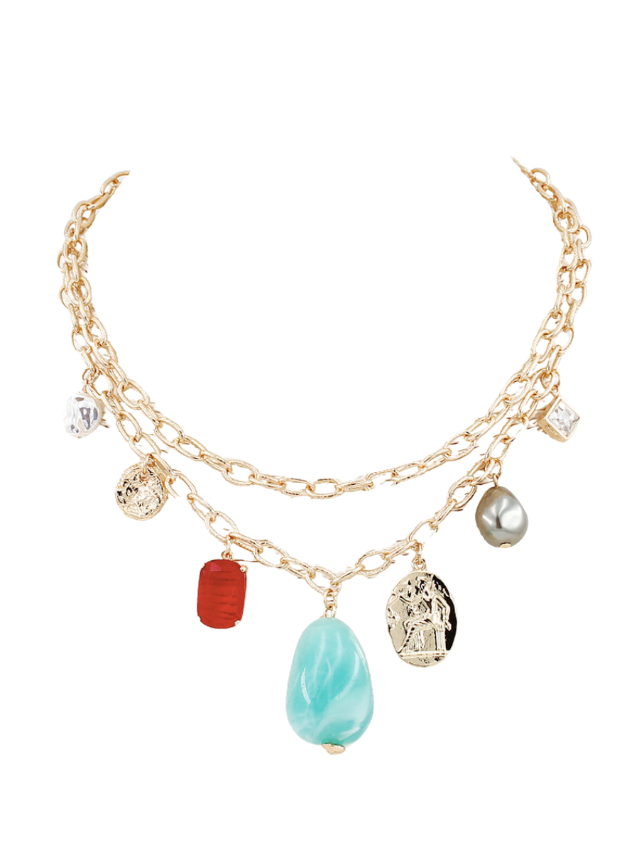 Chainlink Natural Stone Pendant Necklace