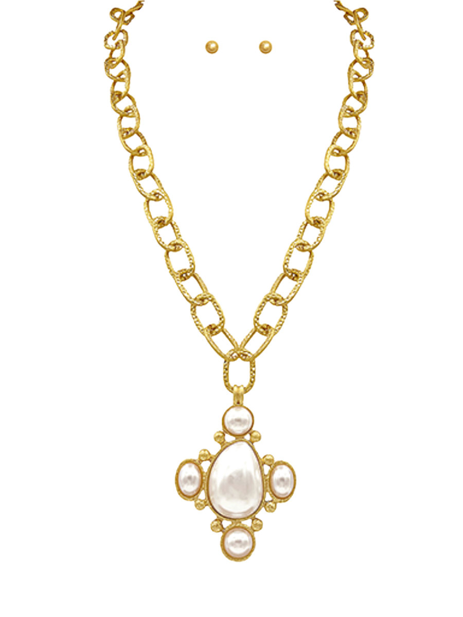 Decorated Teardrop Chain Necklace Set