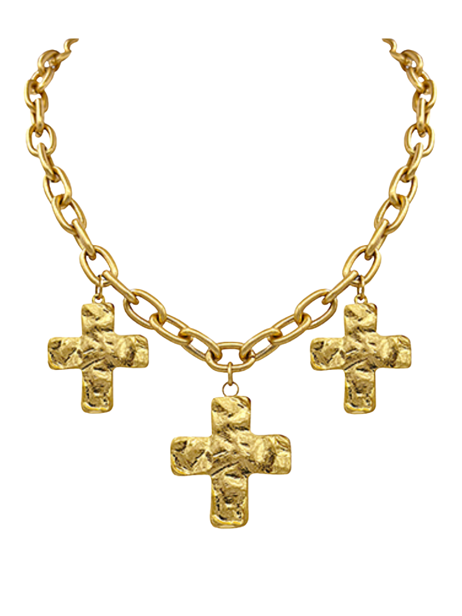 3 Hammered Charm Necklace Set