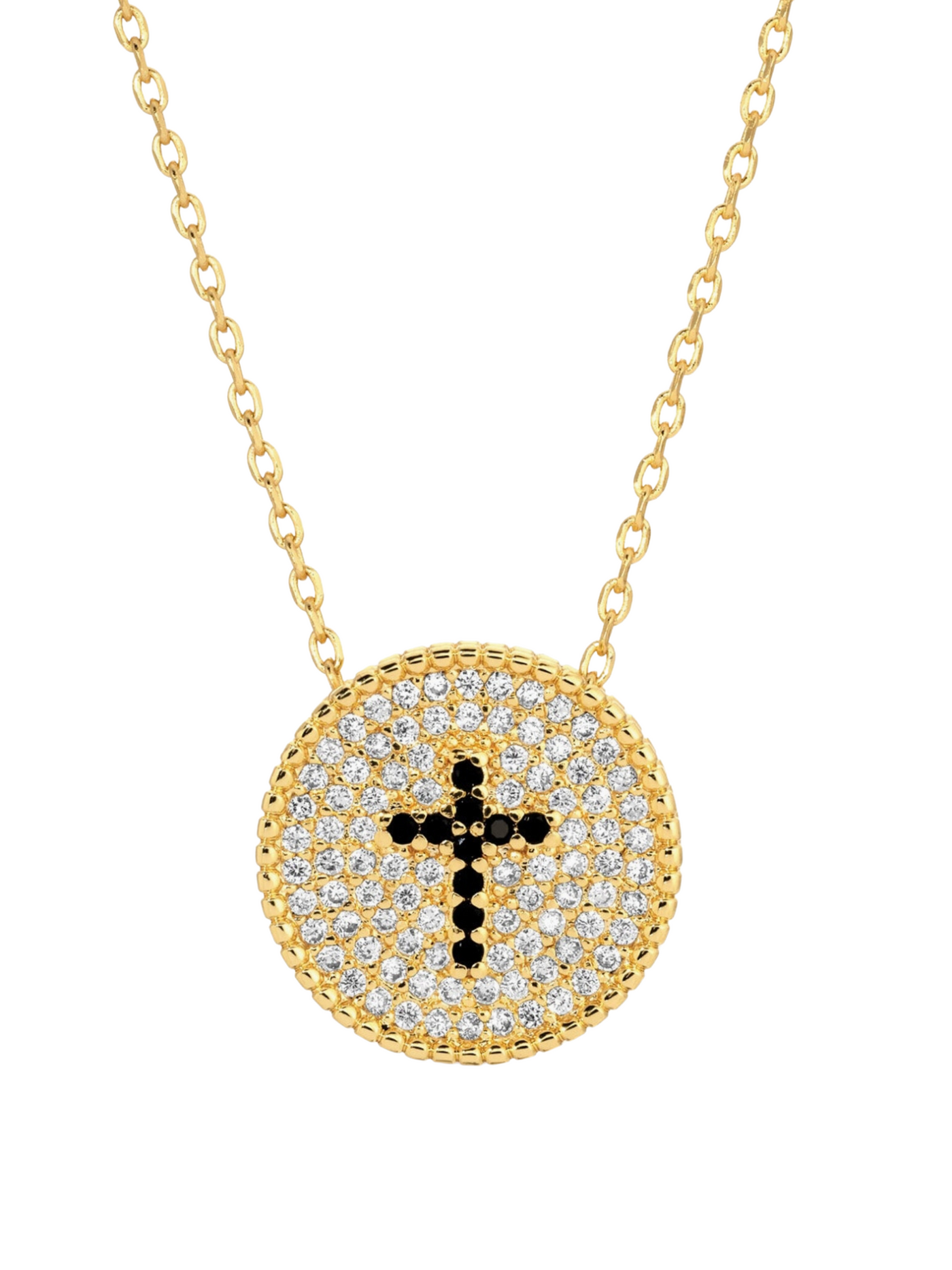 Cross Accented Pave Necklace