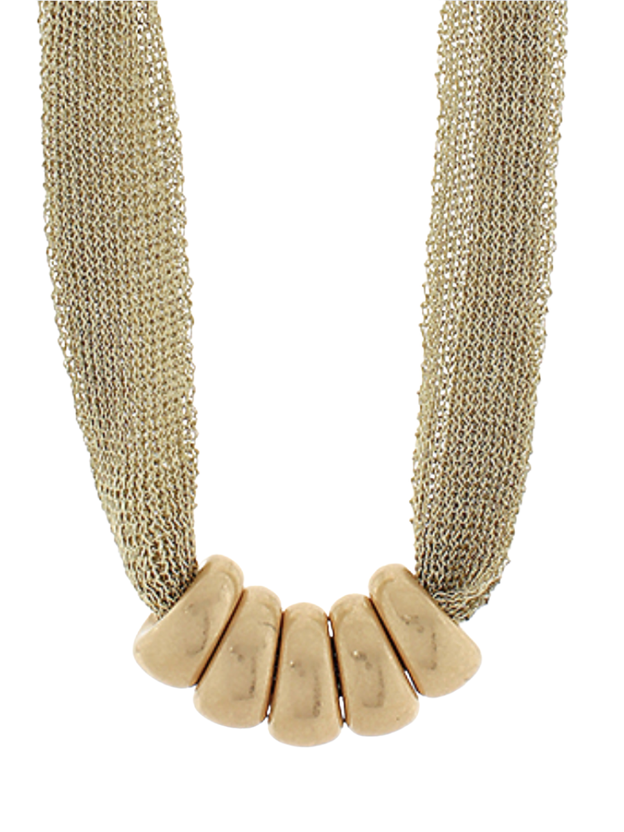Geo Ring Accent Mesh Fabric Necklace