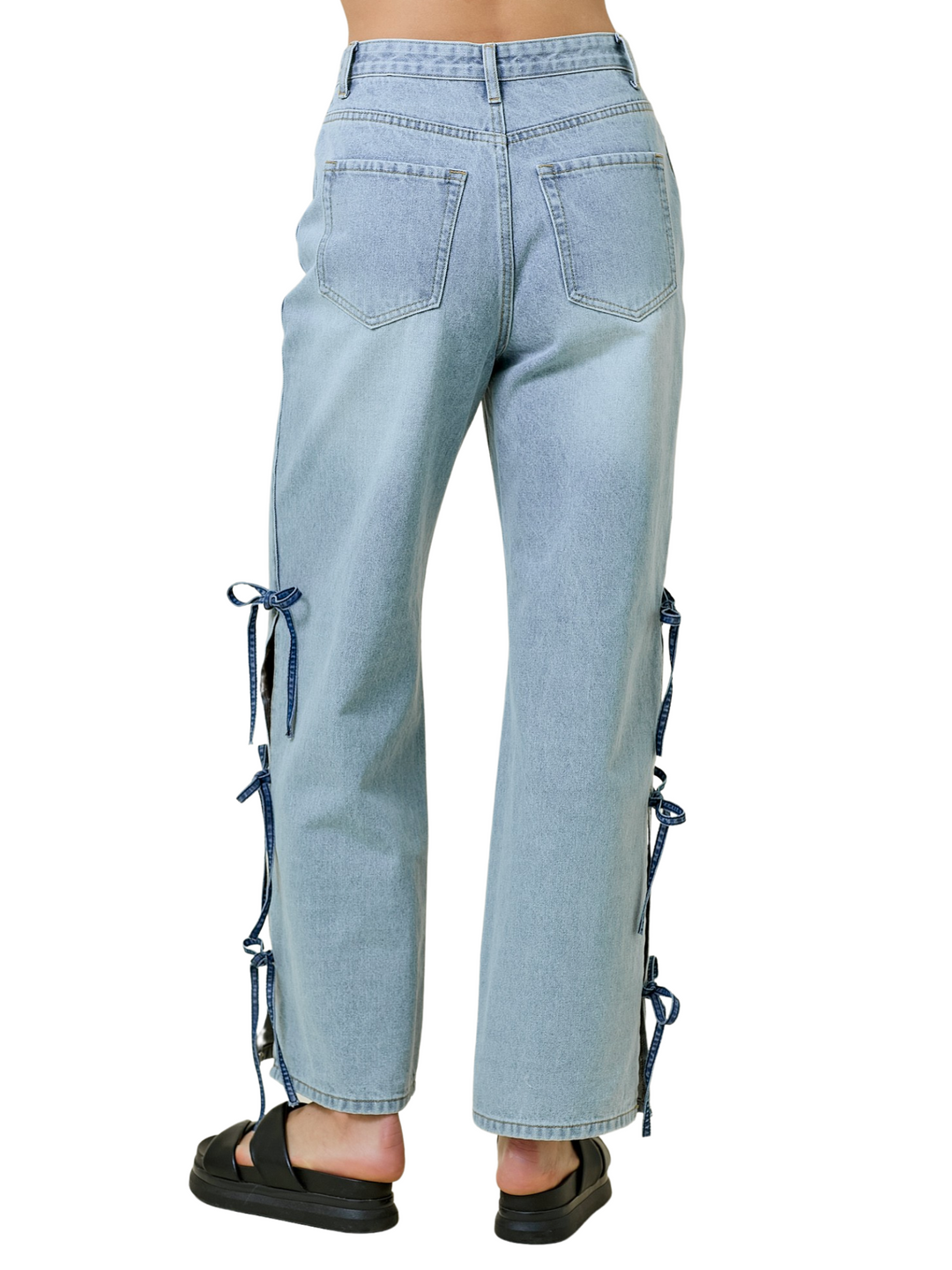 No Need to Worry Tie Detail Jeans