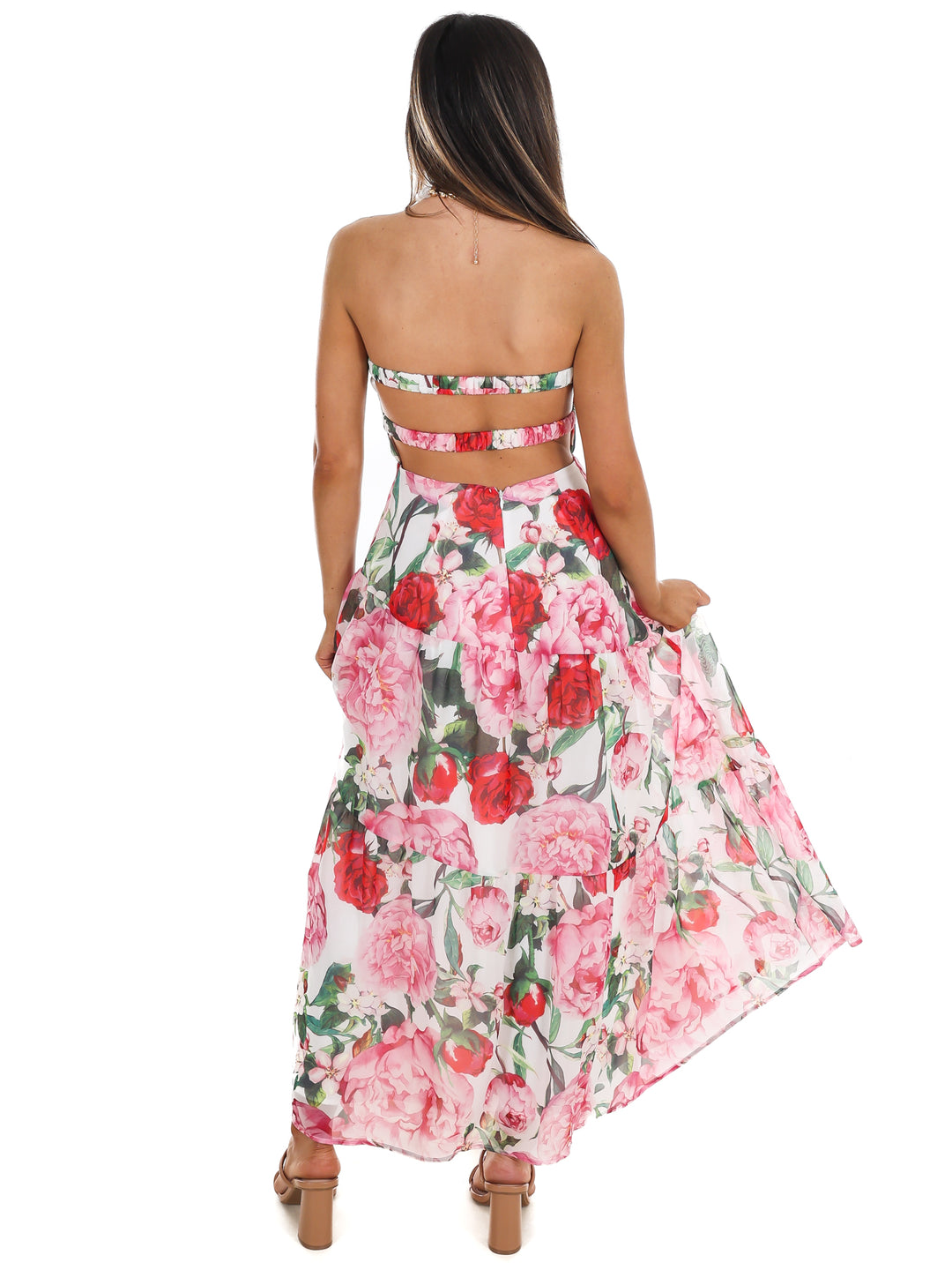 Afternoon Garden Stroll Strapless Maxi Dress