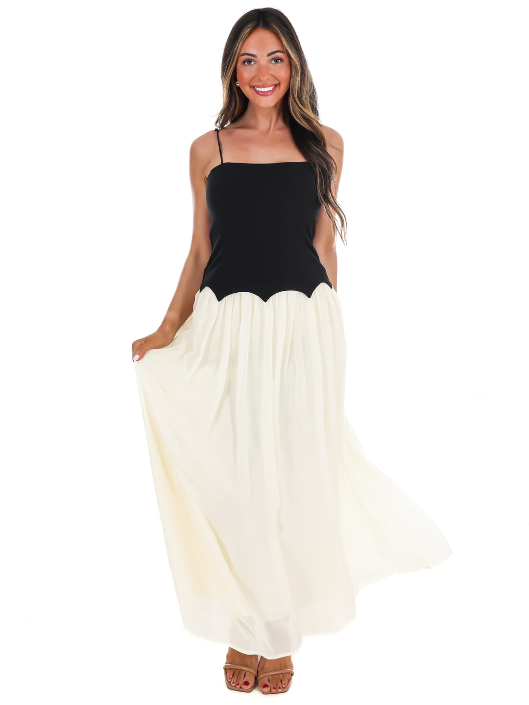 Downtown Darling Two Tone Maxi Dress