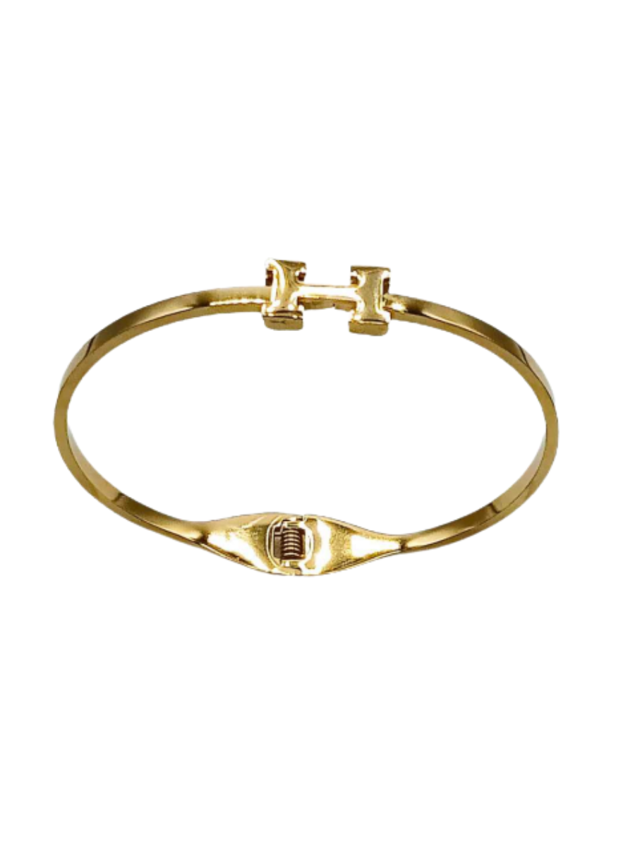Gold H Bangle Bracelet